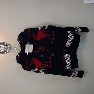 Abercrombie button up Christmas sweater with hood
